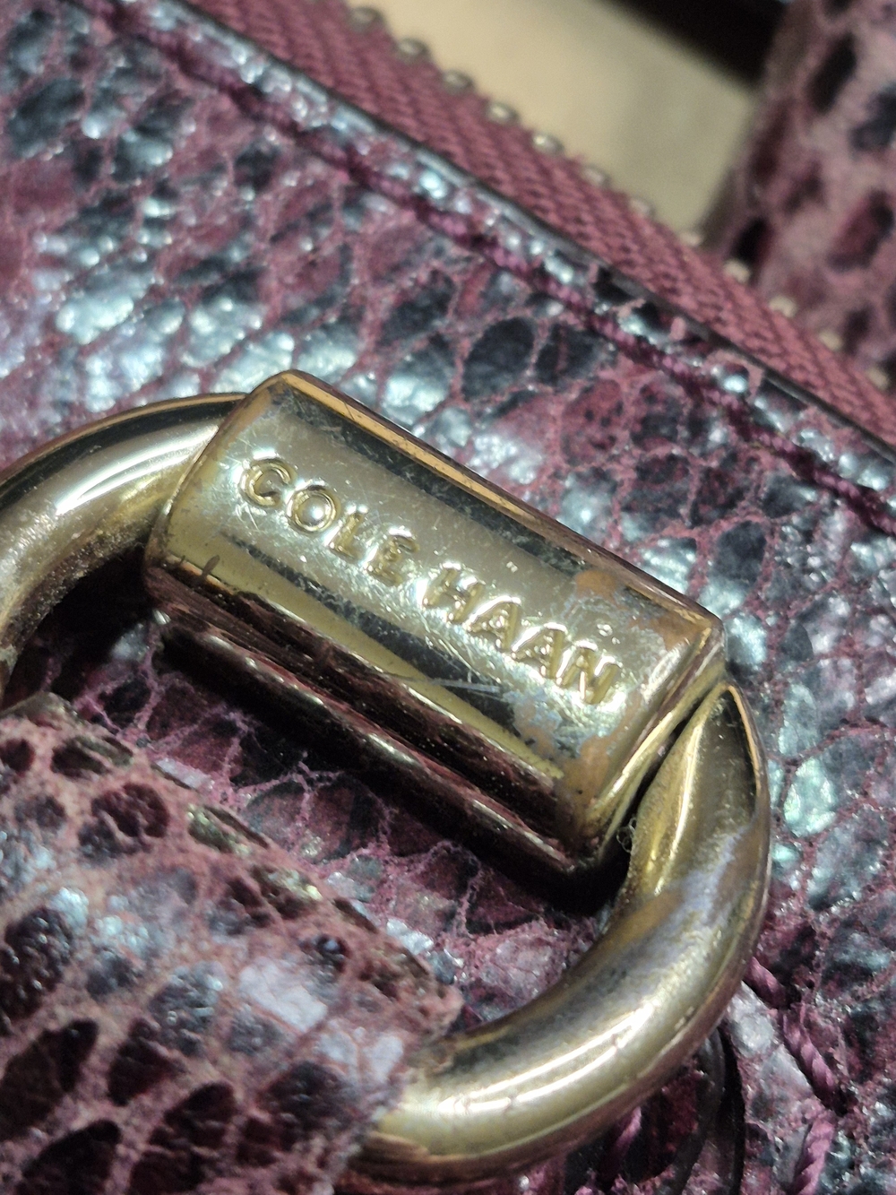 Cole Haan Raspberry Snake-Print Purse - Picture 9 of 13